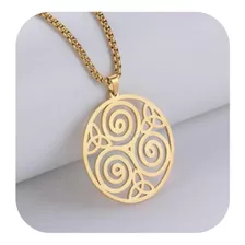 Dije Para Caballero Espiral Plata Enchapado En Oro De 18k 