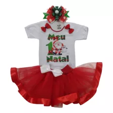 Roupa De Tutu Menina Papai Noel Natal Magia Festa Fantasia