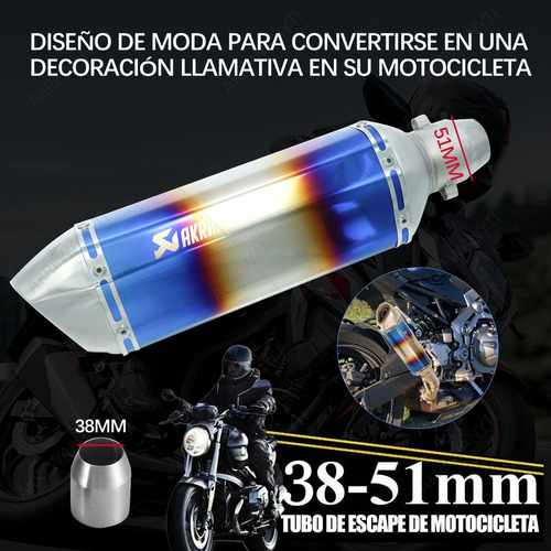 Escape Silenciador Moto Universal Deportivo Doble Azul 370mm Foto 7
