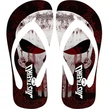 Chinelo Sandalia Personalizada Series O Justiceiro 3 Branco