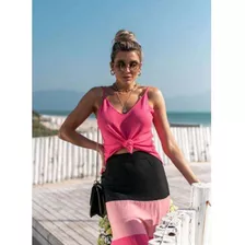 Blusa Regata Dalia Decote V Vera Tricot 0597 - Pink