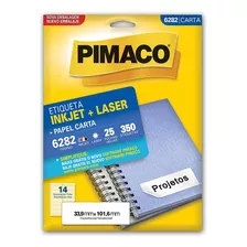 Etiqueta Inkjet/laser Carta 6282 Com 25 Folhas Pimaco