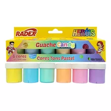 Tinta Guache Candy Color Radex Com 6 Cores Tons Pastel