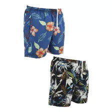 Kit 2 Shorts Bermuda Elastano Estampada Butu Biru Floral