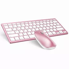 Teclado + Mouse Para Tablet Celular iPad Omoton Rosa