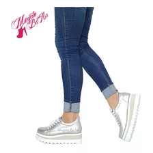 Zapatillas Sneakers Moda De Mujer Art425 Silver Mugato-bsas®