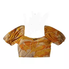 Blusa Zara Crop Top Naranja Talla M Mex 28 Nuevo