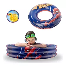 Kit Verão Spider Man Piscina 130l Boia 72cm Disney Infantil