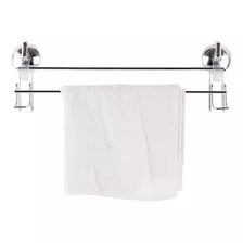 Toallero Doble Barral Con Sopapa De Pared Cormado Baño 40 Cm