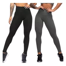 Kit 2 Calças Leggings Feminina Cintura Alta Grossa Atacado