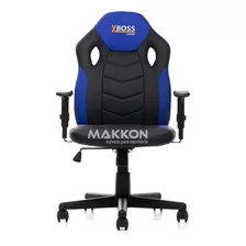 Cadeira Gamer Infantil Preta Com Azul Mk-861 - Makkon