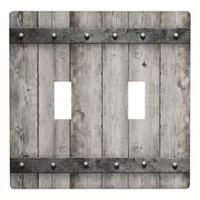 Puerta De Granero De Madera Rustica, Gris, 2 Bandas, Cubiert