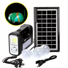 Kit Bateria Painel Solar 3 Lâmpadas Led Luz De Emergência