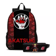 Mochila Escolar Infantil Com Estojo Akatsuki Volta Às Aulas