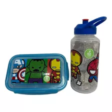 Set Envase Hermético + Botella 2l Avengers Niños