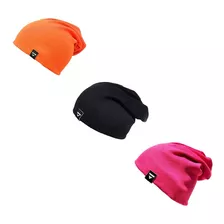 Kit 3 Gorros Canelado Brohood Laranja Preto Pink