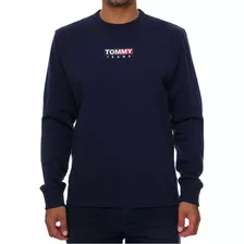 Moletom Tommy Jeans Logo Linear Azul 