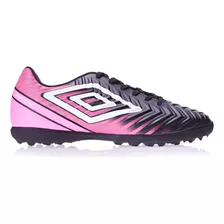 Chuteira Society Fifty V Umbro Cor Preto Rosa Fluor Branco Tamanho 40