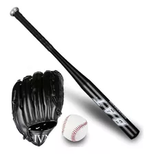 Set Bat De Aluminio, Pelota Y Guante Beisbol Infantil Negro