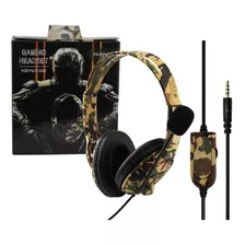 Headset Fone Camuflado Compatível Ps4 Ps5 Switch Xbox One Cor Camuflado Amarelo