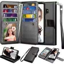 Funda Para Galaxy S9, Billetera/negro/cuero/correa