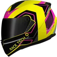 Capacete Para Moto Race Tech Sector Exilio Amarelo/rosa