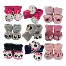 Kit 6 Pares Meia Pantufa Bichinhos Pimpolho Menina Ou Menino