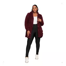 Casaco Inverno Elegante Plus Size Ted Quente Casual Blusão