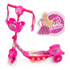Patinete Barbie Infantil 3 Rodas C/ Música E Luzes 