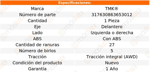 1- Maza Delantera Izq/der Con Abs Legacy H4 2.0l 09 Tmk Foto 2