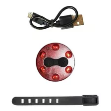 Luz Led Redonda Advertencia Recargable 6 Led Para Bicicleta