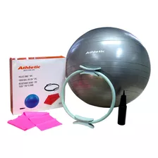 Kit Pilates Yoga Athletic Anel De Pilates + Bola + Faixa