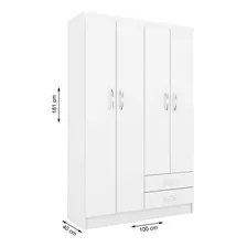 Guarda-roupa Evidência Móveis Atalaia Cor Branco De Mdp Com 4 Portas De Dobradiças