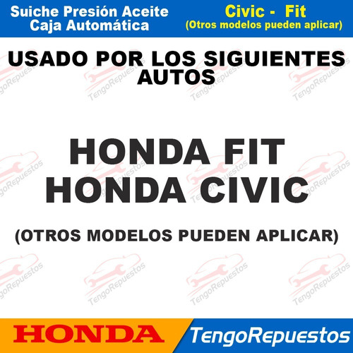 Sensor Interrup Presin Aceite Caja Automti Honda Fit Civic Foto 6