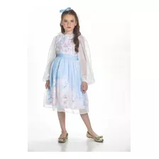 Vestido Infantil Feminino Azul Celeste Com Estampa