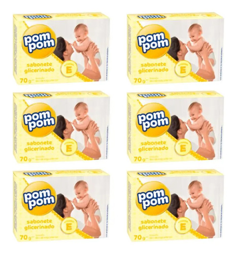 Kit Com 6 Sabonetes Em Barra Pom Pom De Glicerina Para Bebês