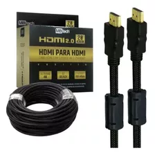 Cabo Hdmi 20 Metros 4k 2.0 Blindado Filtro Pino Banhado Ouro