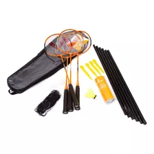 Kit Badminton 4 Raquetes 3 Petecas Com Rede Bolsa Vollo