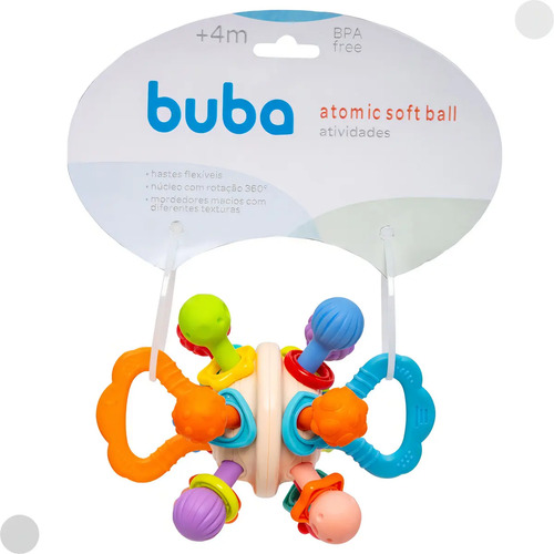 Brinquedo Atividades Buba Atomic Soft Ball Mordedor Bebê Vivos
