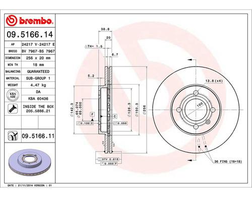 Rotor Freno Izquierdo O Derecho Delantero Golf 93/99 Brembo Foto 2