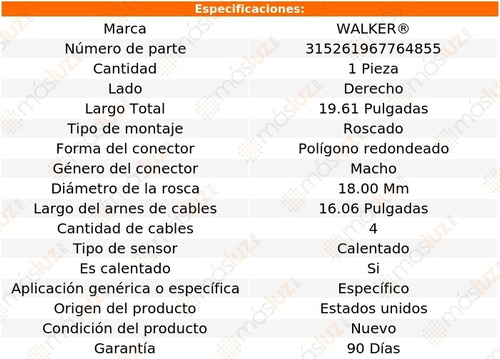 Sensor O2 Ox Der Mercedes-benz C320 3.2l V6 01/05 Walker Foto 6