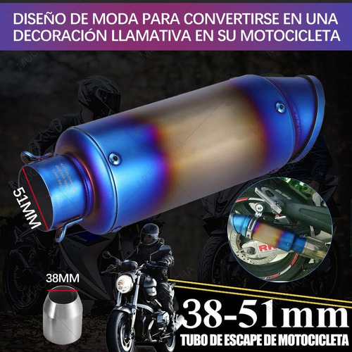 Escape Silenciador Para Moto 51mm Universal Azul Degradado Foto 6