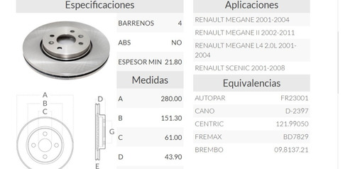 Par De Discos Delantero De Freno Renault Scenic 01-08 Foto 2