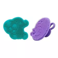 Escova De Massagem E Banho Em Silicone Para Bebê - Marcus Cor Verde / Lilas