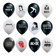 48 Unid. Bexiga/balão/bola Tema Bandas De Rock Musicas