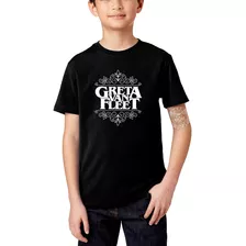 Camiseta Infantil Greta Van Fleet Banda Rock Arabesco Logo