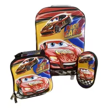 Kit De Mochila Escolar Carros Com Lancheira E Estojo