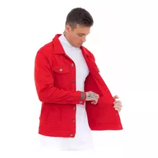 Jaqueta Masculina Vermelha Intenso Moderno Casaco Sarja