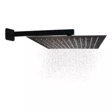 Ducha Preta Inox Chuveiro 25x25 Cano 35 Quadrada