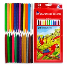 24 Crayones De Colores Lapices De Cera Para Dibujar Y Pintar